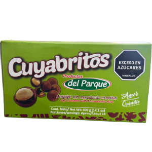 Cuyabritos con macadamia empaque cuadrado
